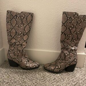JCPenney Snakeskin Heeled Boots - Black and Brown